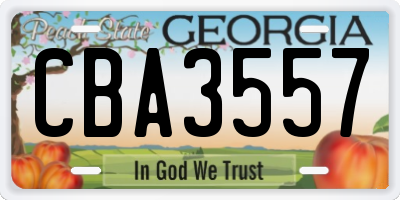 GA license plate CBA3557