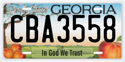 GA license plate CBA3558