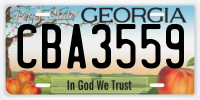 GA license plate CBA3559