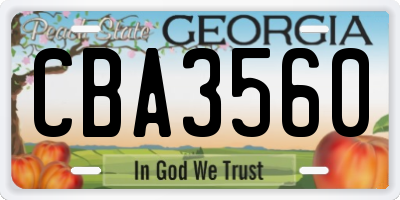 GA license plate CBA3560