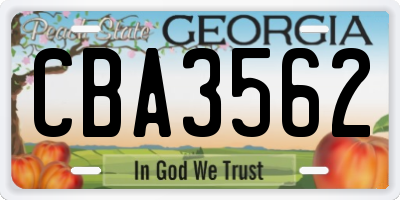 GA license plate CBA3562