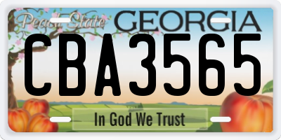 GA license plate CBA3565