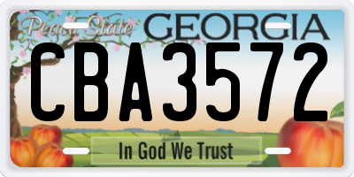 GA license plate CBA3572