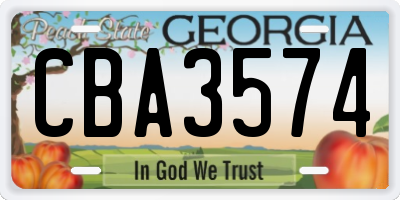 GA license plate CBA3574