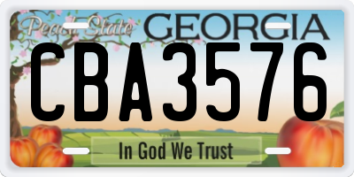 GA license plate CBA3576