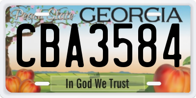 GA license plate CBA3584