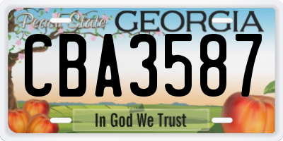 GA license plate CBA3587