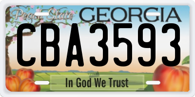 GA license plate CBA3593