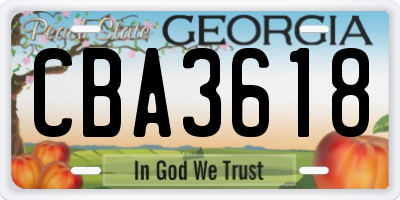 GA license plate CBA3618