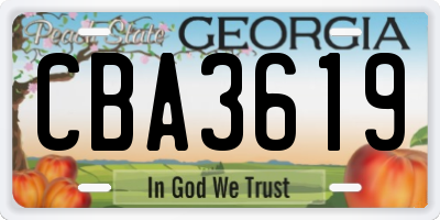 GA license plate CBA3619