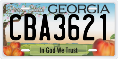GA license plate CBA3621