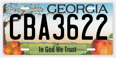 GA license plate CBA3622