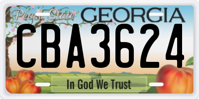 GA license plate CBA3624