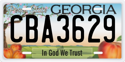 GA license plate CBA3629