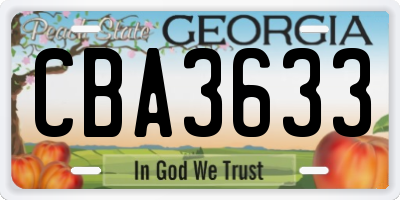 GA license plate CBA3633