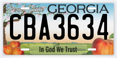 GA license plate CBA3634