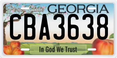 GA license plate CBA3638