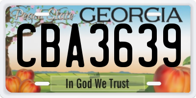 GA license plate CBA3639