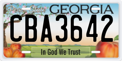 GA license plate CBA3642