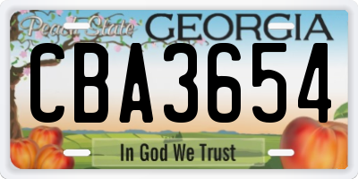 GA license plate CBA3654