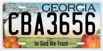 GA license plate CBA3656
