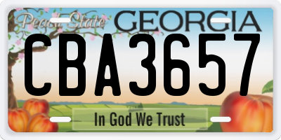 GA license plate CBA3657