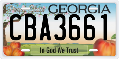 GA license plate CBA3661