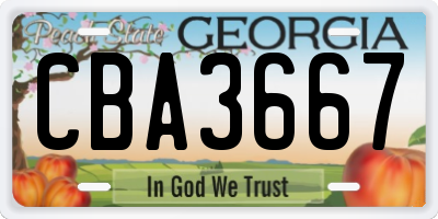 GA license plate CBA3667
