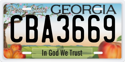 GA license plate CBA3669