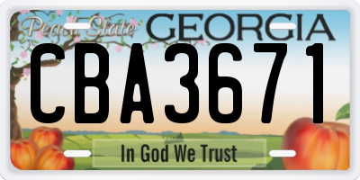 GA license plate CBA3671