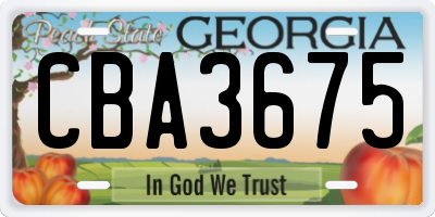 GA license plate CBA3675