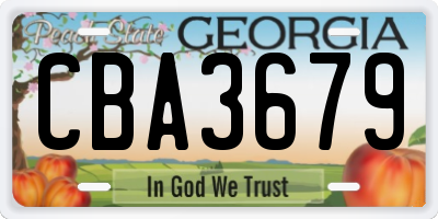 GA license plate CBA3679
