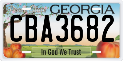 GA license plate CBA3682