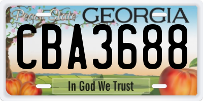 GA license plate CBA3688