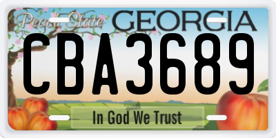 GA license plate CBA3689