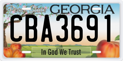 GA license plate CBA3691