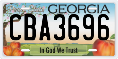 GA license plate CBA3696