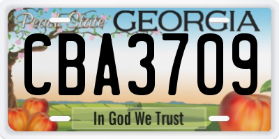 GA license plate CBA3709