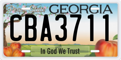 GA license plate CBA3711