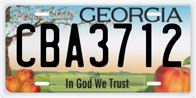 GA license plate CBA3712