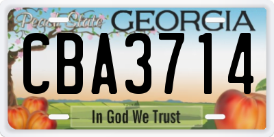 GA license plate CBA3714