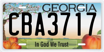 GA license plate CBA3717