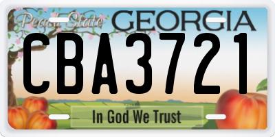 GA license plate CBA3721