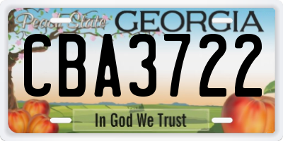 GA license plate CBA3722