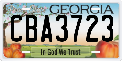 GA license plate CBA3723