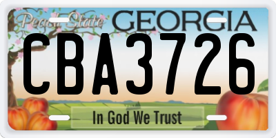 GA license plate CBA3726