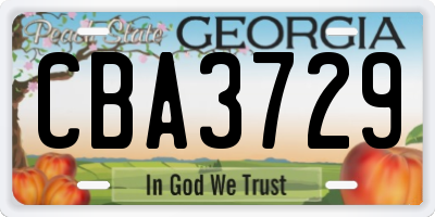 GA license plate CBA3729