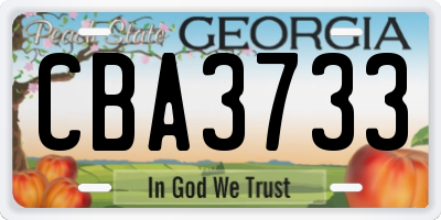 GA license plate CBA3733