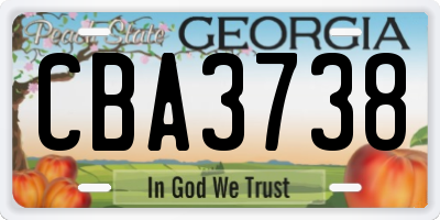 GA license plate CBA3738