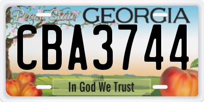 GA license plate CBA3744